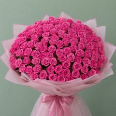 Букет из 9, 15, 21, 25, 35, 51 и 101 розовой розы