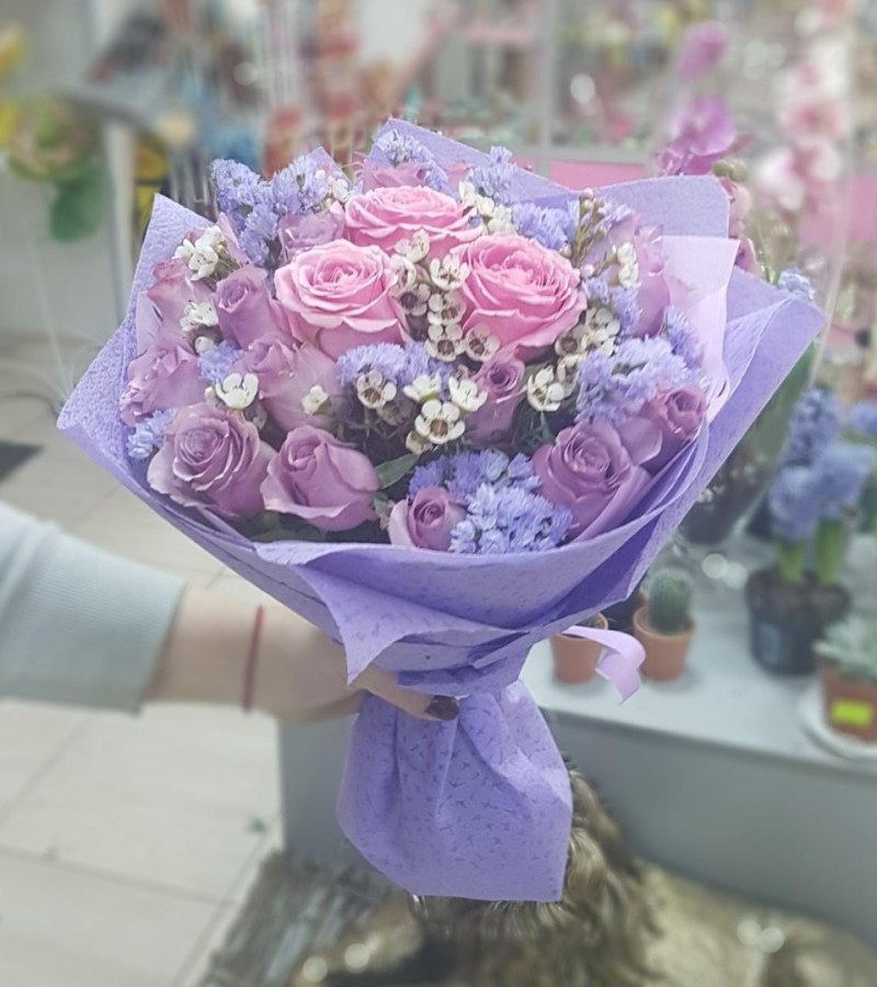 Букет из сиренево-розовых роз &laquo;Карамелька&raquo;