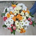 БУКЕТ ИЗ ХРИЗАНТЕМЫ И РОЗЫ ДОБРОЕ УТРО
