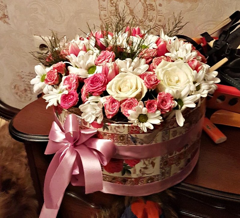 Цветы в коробочке &laquo;Розовое поле&raquo;