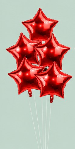 Связка из 5 фольгированных звезд с гелием